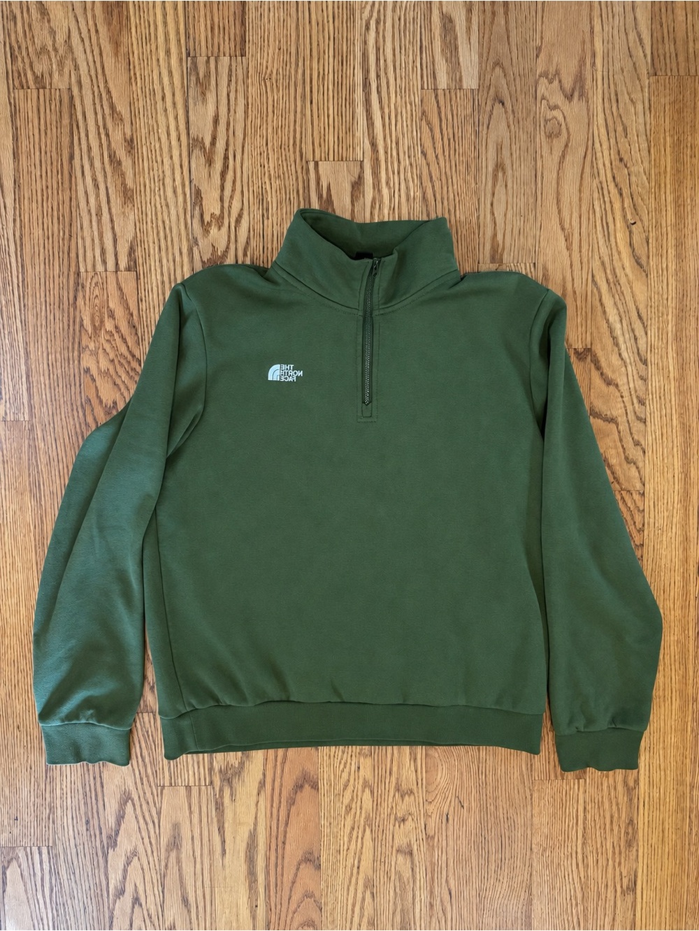 The North Face Men's Olive Green Half-Zip Pullover Sweatshirt